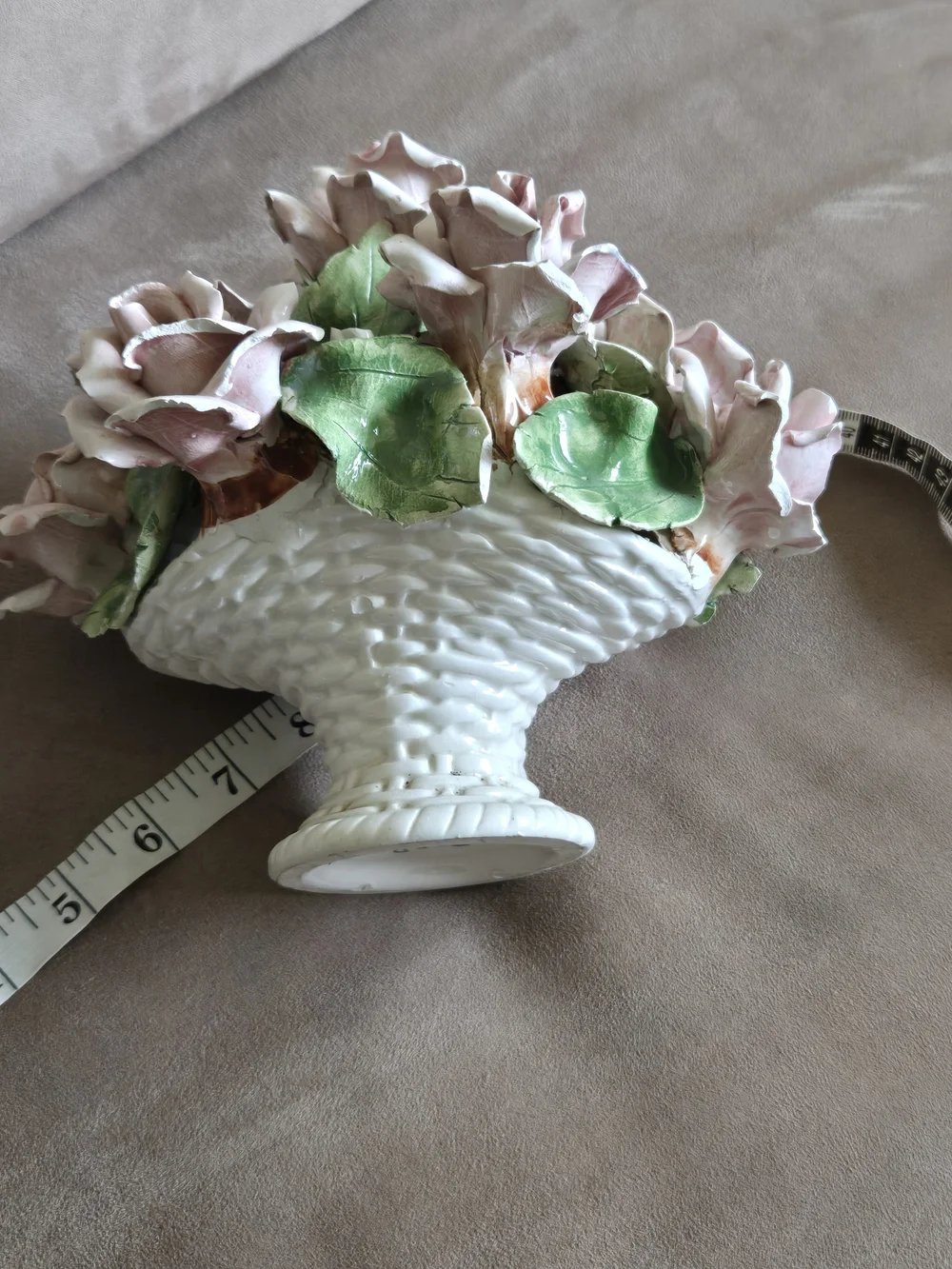 Porcelain Floral Teapot and Pink Rose Ceramic Arrangement - Home Accents